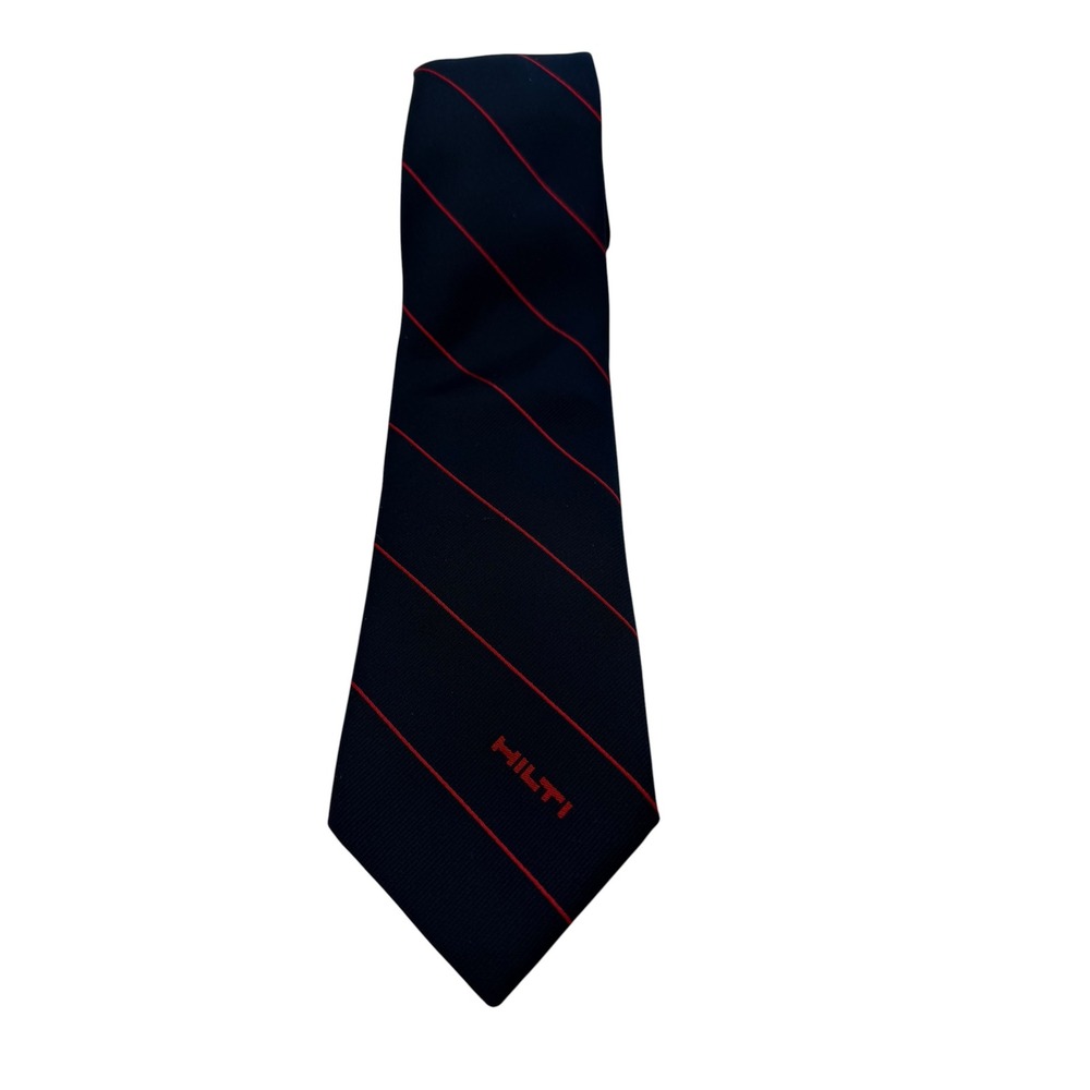Givenchy Gentlemen Paris Mens Blue Red Striped Hilti Logo Silk Blend Tie (TC28)